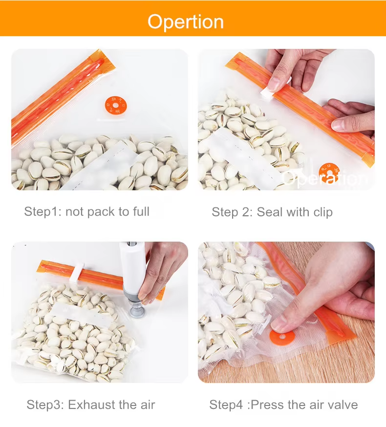 Food Grade Eco-Friendly PE Food storage bags with air valve ,Plastic Zipper bags,Vacuum sealer package for Food and Fruits