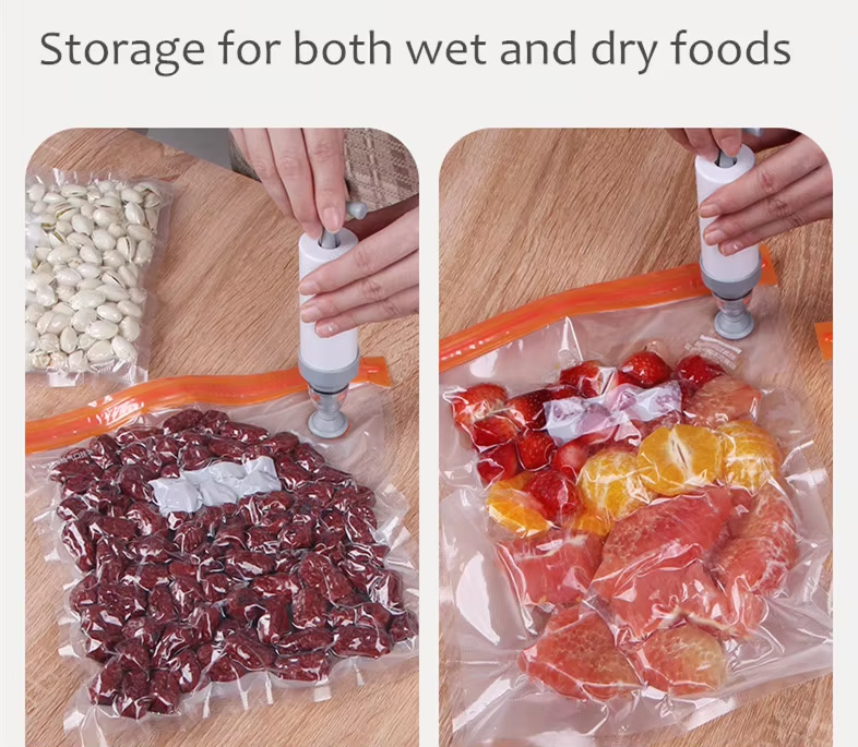Food Grade Eco-Friendly PE Food storage bags with air valve ,Plastic Zipper bags,Vacuum sealer package for Food and Fruits