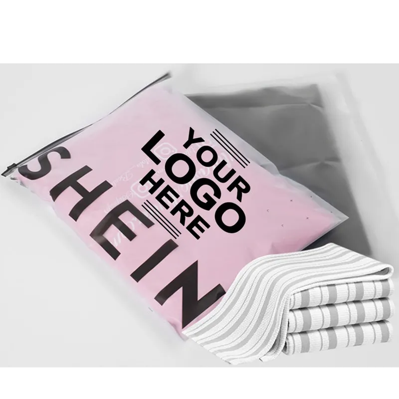 Printed Logo Resealable Poly Pe T-Shirts Bag Custom Frosted Zipper Plastic Packaging Zip Lock Bag For Clothes