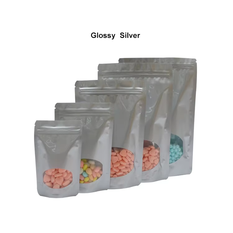 Pink Black White Smell Proof Doypack Recloseable Ziplock Stand Up Pouch Aluminium Foil Bag With Oval Window