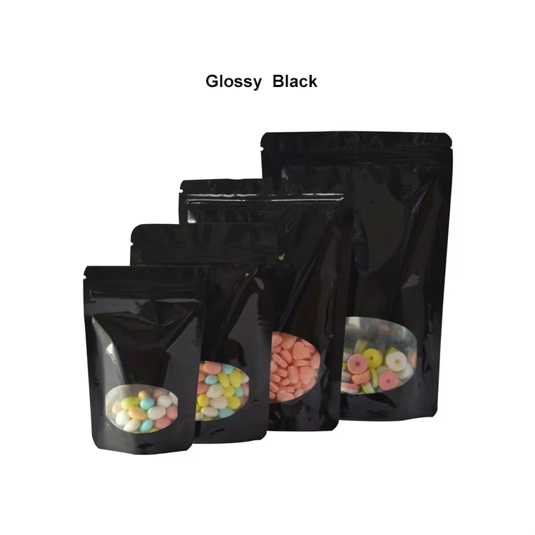 Pink Black White Smell Proof Doypack Recloseable Ziplock Stand Up Pouch Aluminium Foil Bag With Oval Window