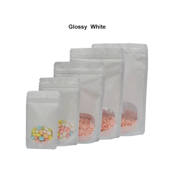 Pink Black White Smell Proof Doypack Recloseable Ziplock Stand Up Pouch Aluminium Foil Bag With Oval Window