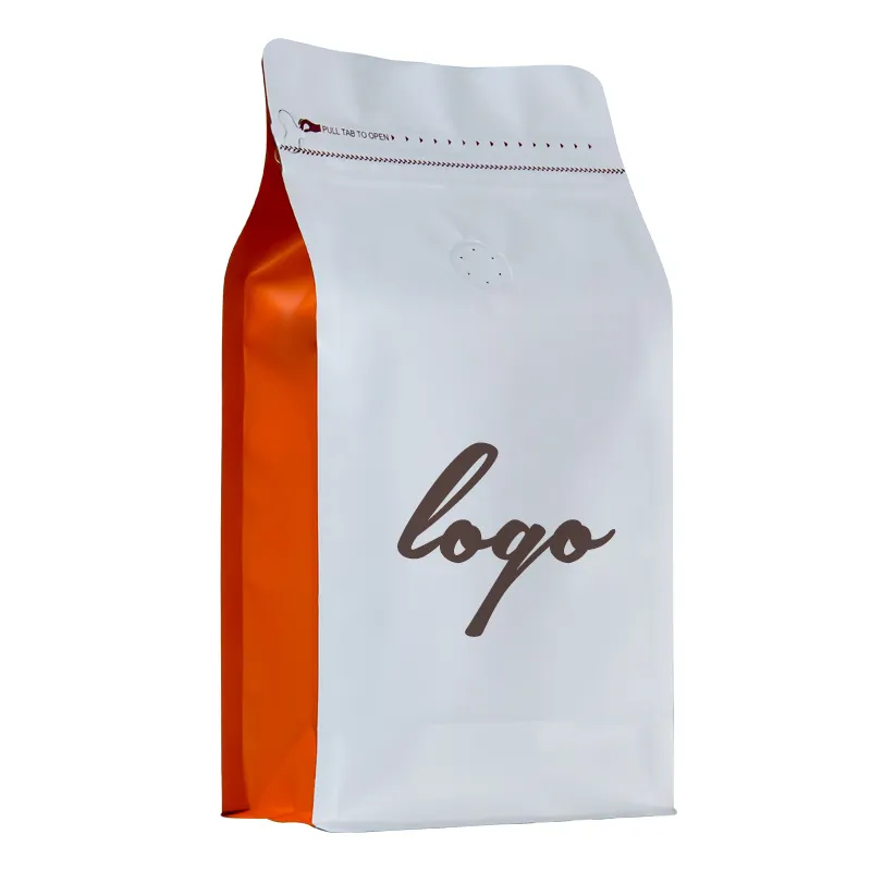 ziplock bags wholesale flat bottom coffee bean packaging bags 250g 500g 1kg biodegradable coffee bean bag with valve