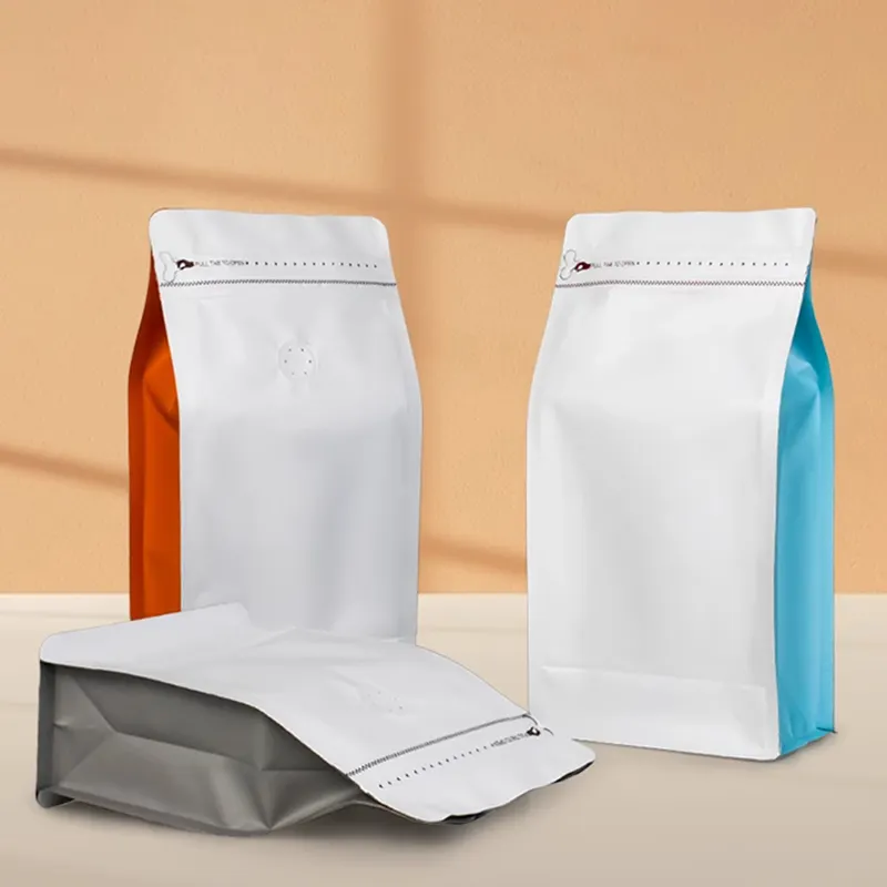ziplock bags wholesale flat bottom coffee bean packaging bags 250g 500g 1kg biodegradable coffee bean bag with valve