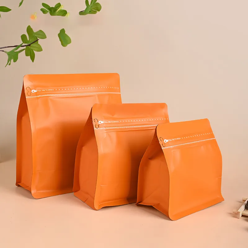 250g 500g coffee pouch bags coffee packaging flat bottom Matt Plastic Aluminum Foil zipper coffee bag