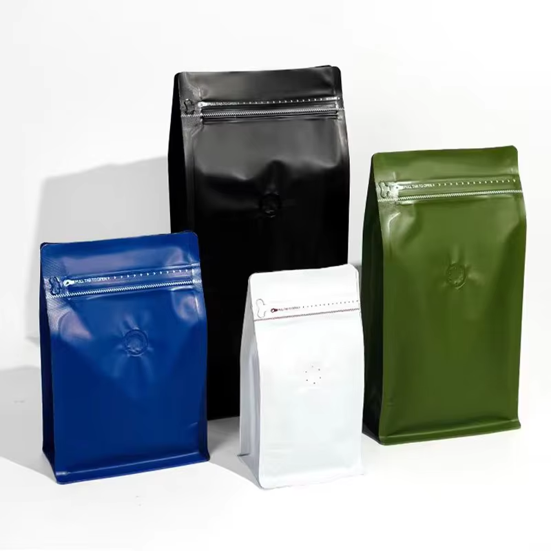 ziplock bags wholesale flat bottom coffee bean packaging bags 250g 500g 1kg biodegradable coffee bean bag with valve