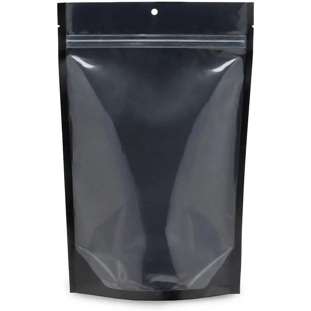 Clear/Black Nylon Resealable Stand Up Bags Heat Seal Zipper Lock Reusable Storage Pouches Packaging with Tear Notches