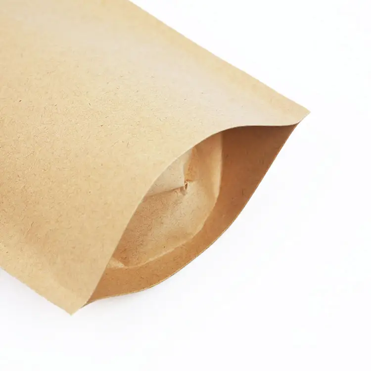 Hebeimili-Waterproof Zipper Sealed Resealable Zip Lock Food Grade Ziplock Stand Up Pouch Brown Kraft Paper Bag