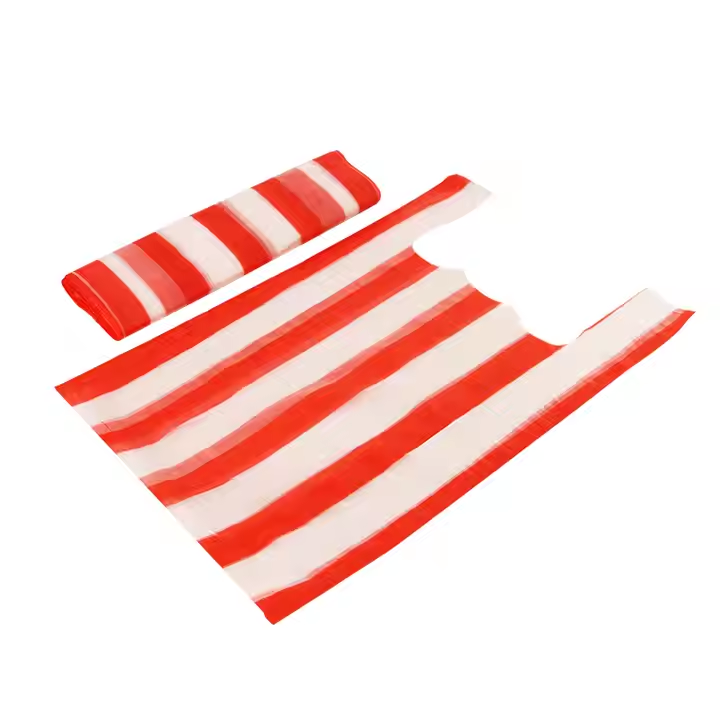 Wholesale T-shirt Shopping Plastic Striped Bag for Shop Packing Using