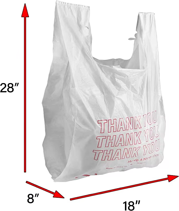 Eco Green T Shirt Plastic Bag.Biodegradable Shopping Bags.Thank You Bags