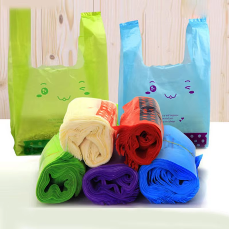 Smiley Face Wafer Bag Small Medium Large Convenience Bag Supermarket Shopping Plastic Portable Plastic Bags