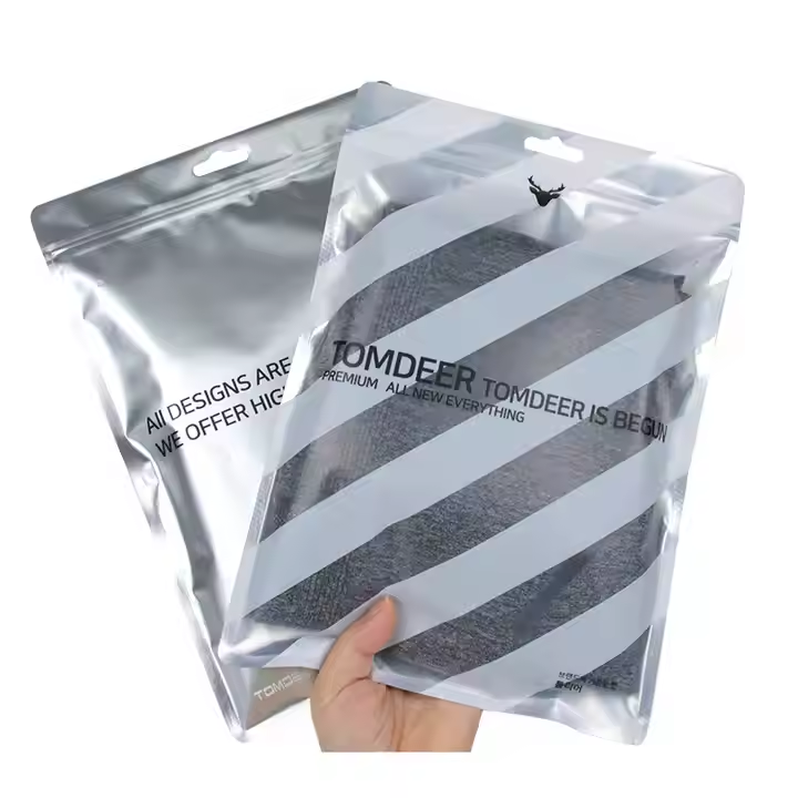 Personalised Printed logo Frosted Zip Lock Matte Tshirts Garment Luxury Recycled Clothing Zipper Packaging Bag