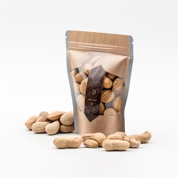 Resealable Kraft Paper Food Coffee Packaging Zipper Bag Front Clear Kraft Paper Ziplock Pouch