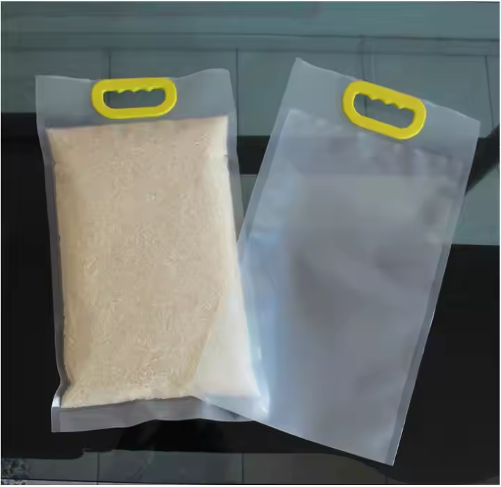 Hebeimili-1kg 5kg plastic rice packaging bag nylon pe bag with handle top design 25kg rice bag