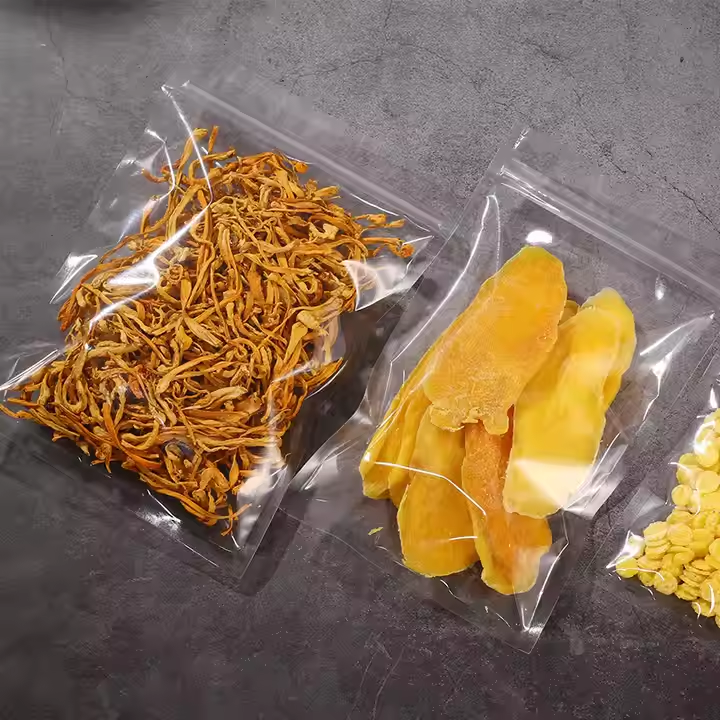 Hebeimili-In Stock and Custom Clear Transparent 3 Side Seal Flat Resealable Zip Lock Food Packaging Plastic Pouches Bags