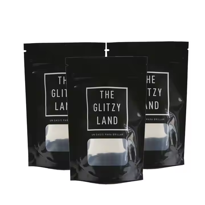 Hebeimili-Custom Print Mylar Packaging Zipper Stand up Zip Lock Pouch Black Mylar Bag With Window